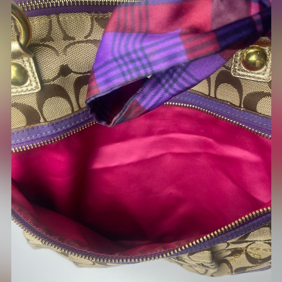 Rare Coach Poppy Signature Applique Tartan Glam Tote - Picture 10 of 16